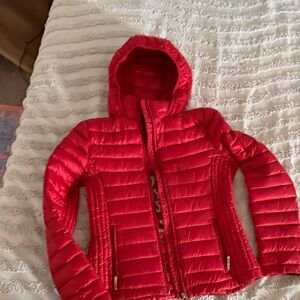 Duck down red puffer jacket